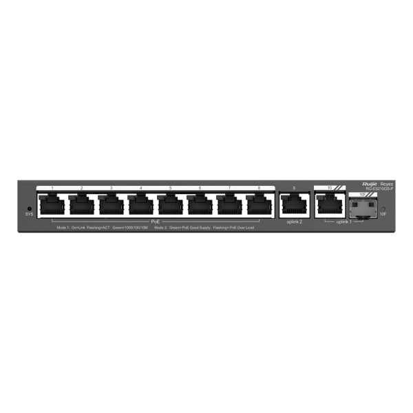 Comprar REYEE RG-ES210GS-P Reyee Switch PoE Cloud Gestionable - 8 puertos PoE + 2 Uplink RJ45 + 1 SFP Combo - Velocidad de puert