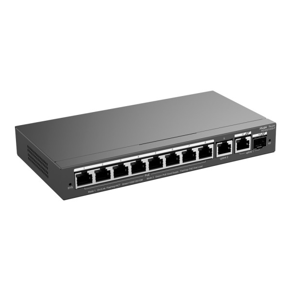 Reyee RG-ES210GS-P REYEE Switch PoE Cloud Managerial - 8 portas Poe + 2 UPLINK RJ45 + 1 SFP COMBO - Velocidade do Porto 10/10
