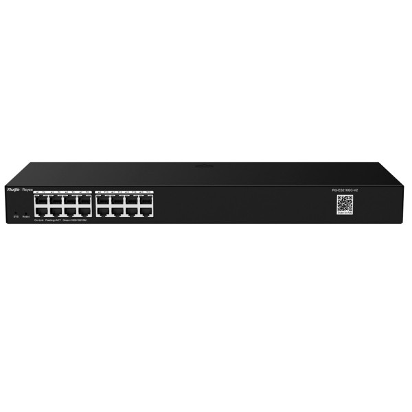 Reyee RG-ES216GC-V2 Reyee Switch Cloud - 16 portas RJ45 Gigabit - Velocidade do Porto 10/100/1000 Mbps - Plug & Amp Play - VLAN