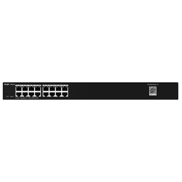 Reyee RG-ES216GC-V2 Reyee Switch Cloud - 16 portas RJ45 Gigabit - Velocidade do Porto 10/100/1000 Mbps - Plug & Amp Play - VLAN