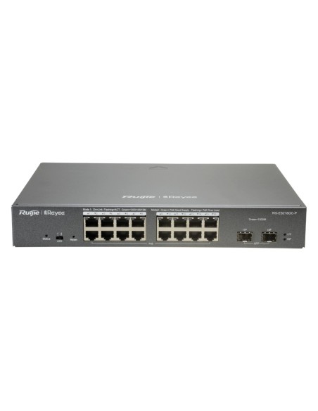 Comprar REYEE RG-ES218GC-P Reyee Switch PoE Cloud Gestionable - 16 puertos PoE 802.3af/at + 2 SFP - 16 RJ45 10/100/1000Mbps + 2 