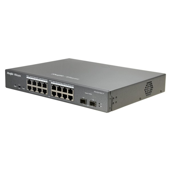 Reyee RG-ES218GC-P Switch Reyee Poe Cloud Managerial - 16 portas POE 802.3AF / AT + 2 SFP - 16 RJ45 10/100 / 1000Mbps + 2 SFP 10