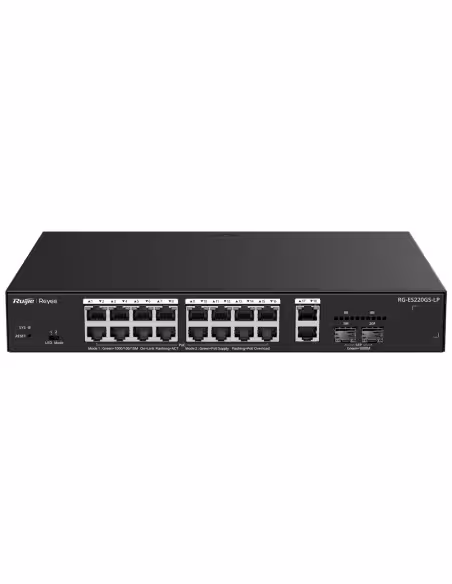 Comprar REYEE RG-ES220GS-LP Ruijie Reyee Cloud Managed L2 Switch - 20 Puertos Totales (16 PoE+ / 2 Uplink / 2 SFP) - Enlaces de 