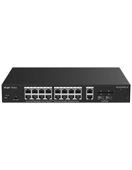 Acheter REYEE RG-ES220GS-LP Ruijie Reyee Cloud Switch L2 géré via le cloud - 20 ports au total (16 PoE+ / 2 uplinks / 2 SFP) - L