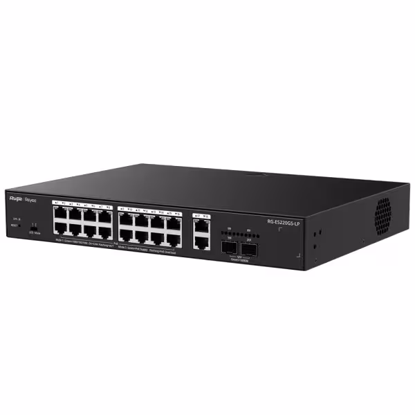 Comprar REYEE RG-ES220GS-LP Ruijie Reyee Cloud Managed L2 Switch - 20 Puertos Totales (16 PoE+ / 2 Uplink / 2 SFP) - Enlaces de 