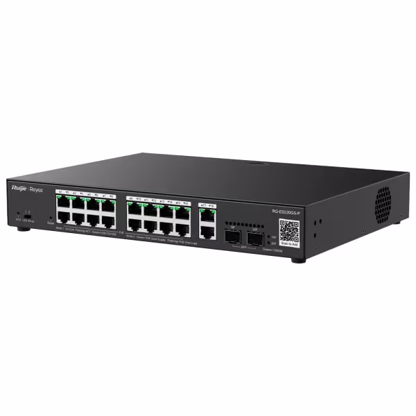 Comprar REYEE RG-ES220GS-P Ruijie Reyee Cloud Managed L2 Switch - 20 Puertos Totales (16 PoE+ / 2 Uplink / 2 SFP) - Enlaces de f