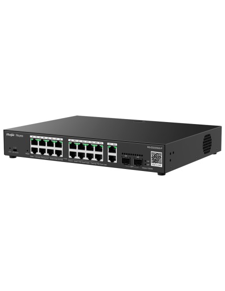 Kaufen REYEE RG-ES220GS-P Ruijie Reyee Cloud-verwalteter L2-Switch – 20 Ports insgesamt (16 PoE+ / 2 Uplink / 2 SFP) – Glasfaser