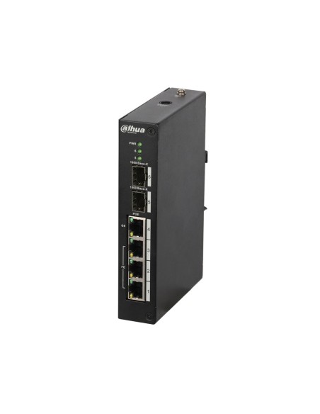 Dahua Dahua-1076 DH-PFS4206-4PP-96 Interruptor industrial gerencial L2 + 3 portas Fast Ethernet PoE + 1 Porta Uplink Gigabit Eth