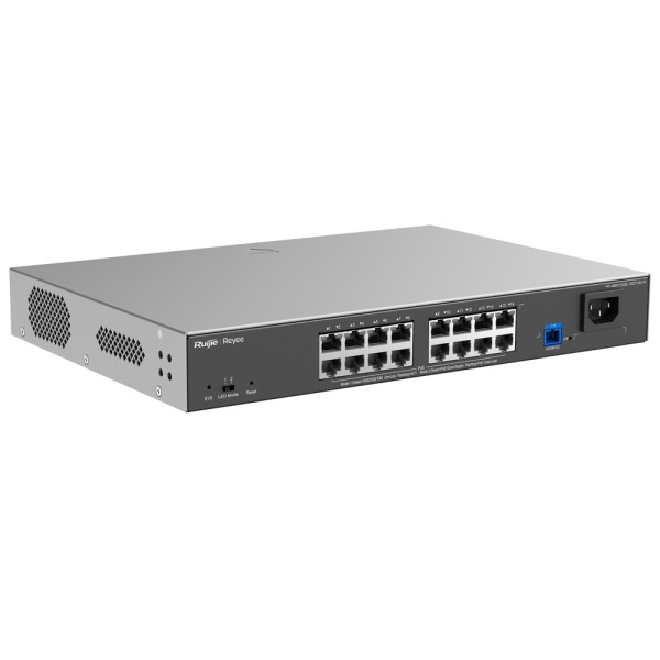 Reyee RG-NBF2100S-16GT1Sc-P Reyee e-Lightten Switch Poe Cloud Layer 2 - 16 portas RJ45 Gigabit 802.3AF / At - 1 Porta óptica SC 