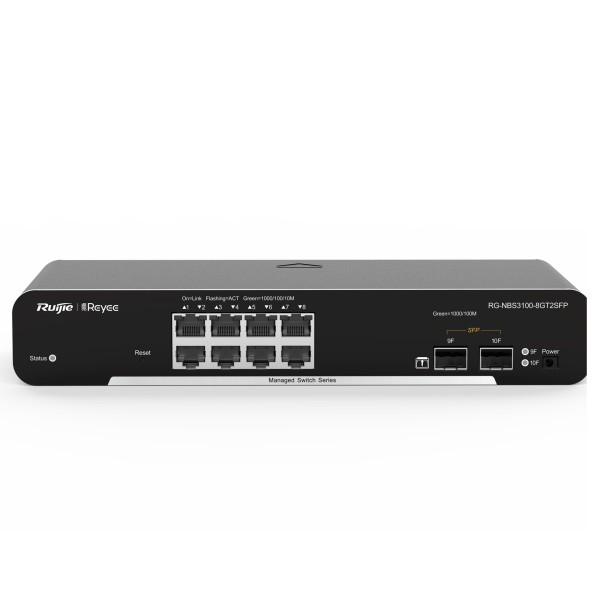 Reyee RG-NBS3100-8GT2SFP Reyee Switch Layer 2 - 8 Gigabit + 2 Portas SFP - Velocidade 10/100/1000 Mbps - LAG ESTÁTICO /