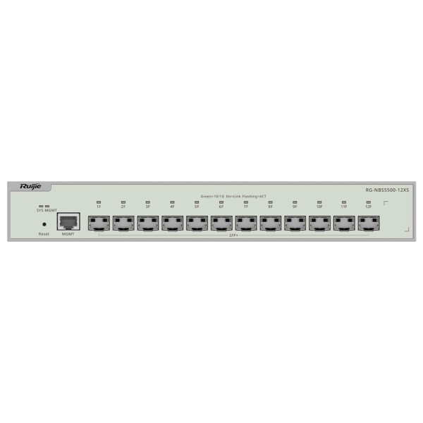 Reyee RG-NBS5500-12XS Reyee Switch Layer 3 - 12x SFP + 10Gbps + 1x MGMT - VCS / Roteamento Estático / Rip / OSPF - Lag estático 