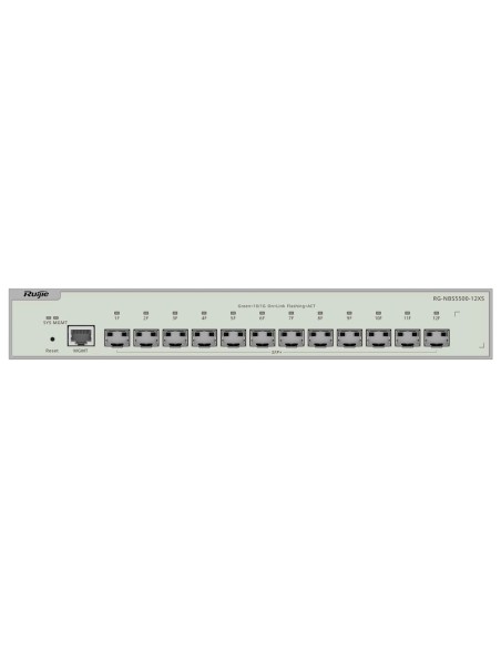 Reyee RG-NBS5500-12XS Reyee Switch Layer 3 - 12x SFP + 10Gbps + 1x MGMT - VCS / Roteamento Estático / Rip / OSPF - Lag estático 