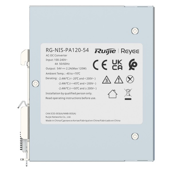 Acheter REYEE RG-NIS-PA120-54 Alimentation industrielle de Reyee - Puissance de sortie efficace jusqu’à 120 W - Entrée