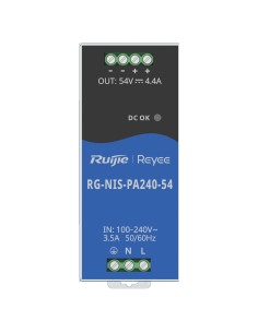 Reyee RG-NIS-PA240-54 Fonte de Alimentação Industrial Reyee - DC Saída 54V 4.4A / 240 W - 2 Saídas DC - Entrada de Tensão 100 2