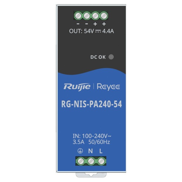 Comprar REYEE RG-NIS-PA240-54 Fuente de alimentación Industrial Reyee - Salida DC 54 V 4,4A / 240 W - 2 salidas DC - Voltaje ent