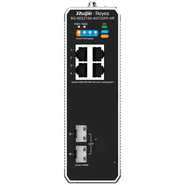 Comprar REYEE RG-NIS2100-4GT2SFP-HP Reyee Switch Industrial PoE Cloud Capa 2 - 4 puertos RJ45 Gigabit + 2 puertos SFP Gigabit - 