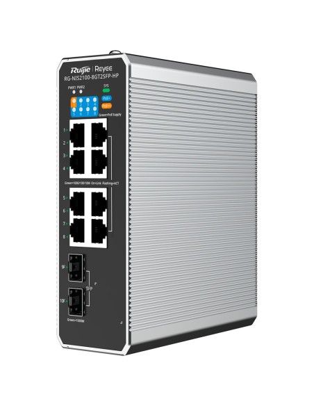 Acheter REYEE RG-NIS2100-8GT2SFP-HP Ruijie Cloud Switch industriel L2 géré - 10 ports au total (8 GE / 2 liaisons montantes SFP 