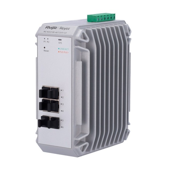Reyee RG-NIS3100-4GT2SFP-HP REYEE Switch Layer Industrial PoE Cloud 2 - 4 POE + Gigabit Ports + 2 portas SFP Gigabit - 30w por 