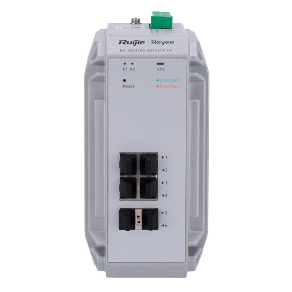 Reyee RG-NIS3100-4GT2SFP-HP REYEE Switch Layer Industrial PoE Cloud 2 - 4 POE + Gigabit Ports + 2 portas SFP Gigabit - 30w por 