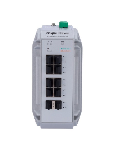 Reyee RG-NIS3100-8GT2SFP-HP Reyee Switch Layer Industrial Poe Cloud 2 - 8 portas PoE + Gigabit + 2 portas SFP Gigabit - 30W 
