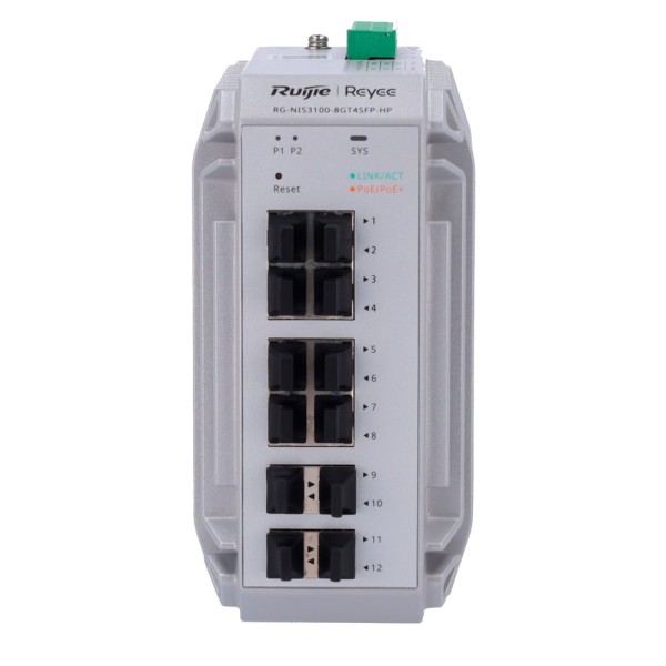 Reyee RG-NIS3100-8GT4SFP-HP Reyee Switch Industrial Poe Cloud Layer 2 - 8 PoE + Gigabit + 4 portas SFP Gigabit - 30w por 