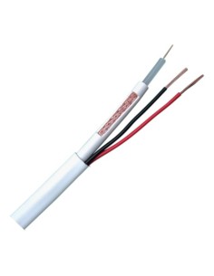 OEM RG59P-100B Cabo Combinado - RG59 + Power - Rolo de 100 metros - Cobertura de branco - diâmetro externo 9,0 mm - 