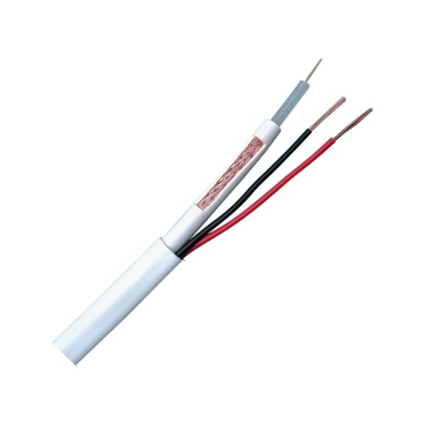 Acheter OEM Câble combiné RG59P-100B - RG59 + alimentation - Rouleau de 100 mètres - Gaine blanche - Diamètre extérieur 9