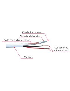 Comprar OEM RG59P-100B Cable Combinado - RG59 + alimentación - Rollo de 100 metros - Cubierta color blanco - Diámetro exterior 9 2
