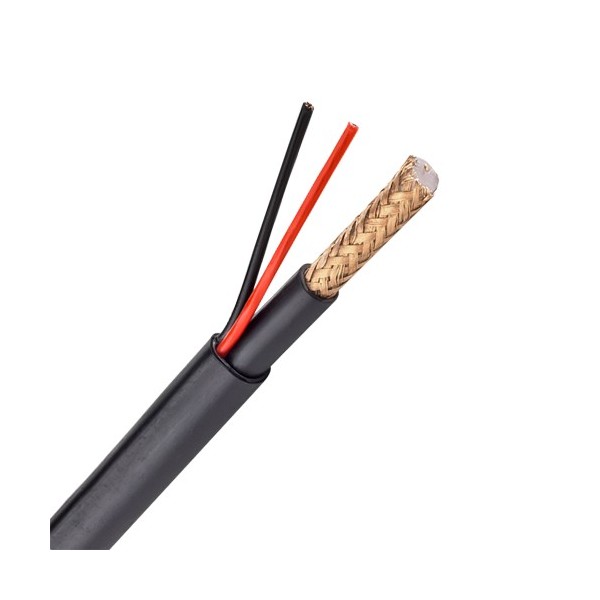 Comprar OEM RG59P-300-LSZH Cable Combinado - RG59 + alimentación - Rollo de 300 metros - Cubierta color negro - Cubierta exterio