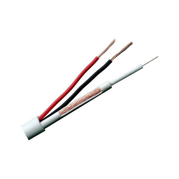 OEM RG5UP-100 Cable Combinado - Micro RG59 + Power - Rolo de 100 metros - Branco coberto - Diâmetro externo 6.8
