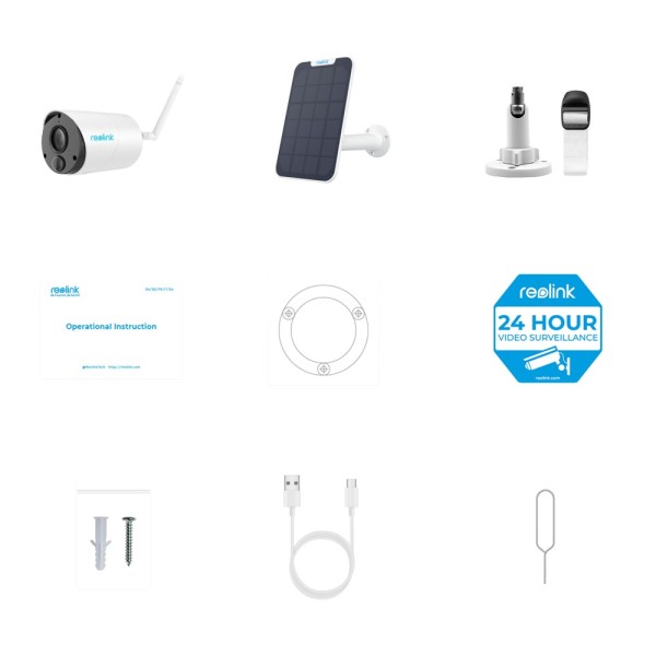 Reolink RL-Argus-ECO-B320-Solararkit Reolink Câmara Wi-Fi Wi-Fi com painel solar - 3MP (2304 x 1296) - IR 10 m / siren - Detec