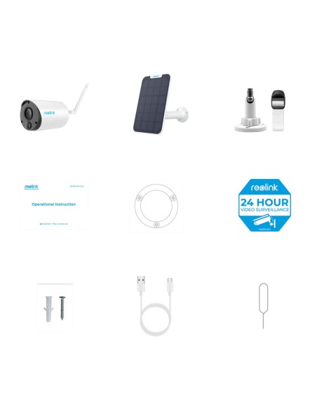 Reolink RL-Argus-ECO-B320-Solararkit Reolink Câmara Wi-Fi Wi-Fi com painel solar - 3MP (2304 x 1296) - IR 10 m / siren - Detec