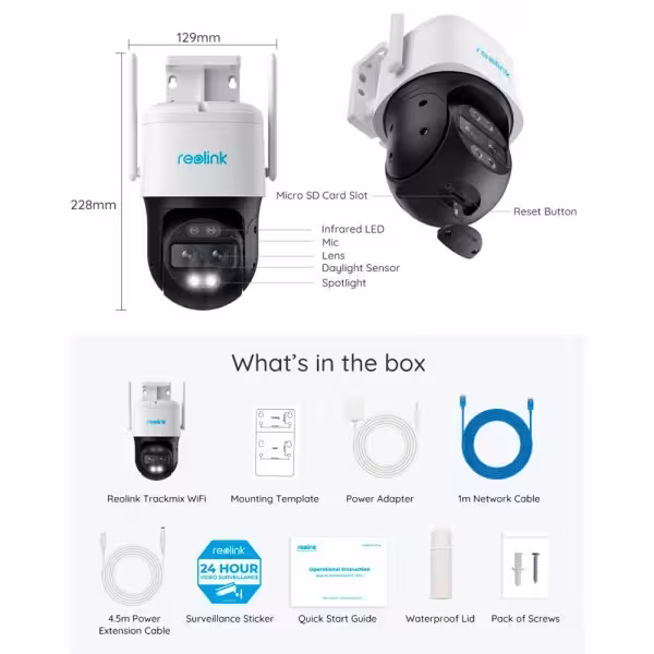 Kaufen REOLINK RL-TRACKMIX-B770 Reolink Doppelobjektiv-Akku-Kamera – 8 MP (3840 x 2160) / Dualband-WLAN – IR 30 m / Farbmodus be