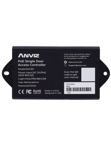 Comprar ANVIZ SAC921 Controladora de acceso - Tarjeta o PIN - 1 puerta | Comunicación TCP/IP y WiFi - 1 lector por Wiegand | 2 l