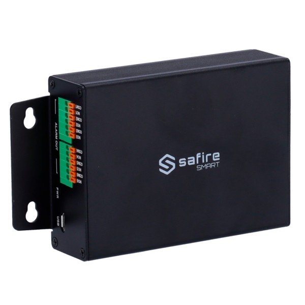 SAFIRE SMART SF-ALARME1606-USB SAFIRE SMART - Saídas de caixa de ingressação e alarme - 16 Entradas de alarme - 6 Saxadas de Rel