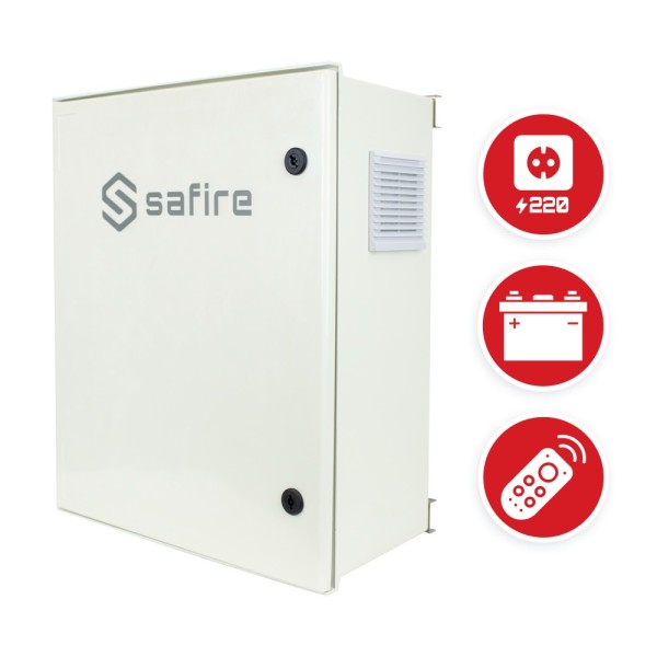 Safire SF-Box0812V-UPS-IP55 Safire - Gabinete de poliéster SMC - Dimensões externas 60x50x23cm - 8 Portragem Port | Bandej
