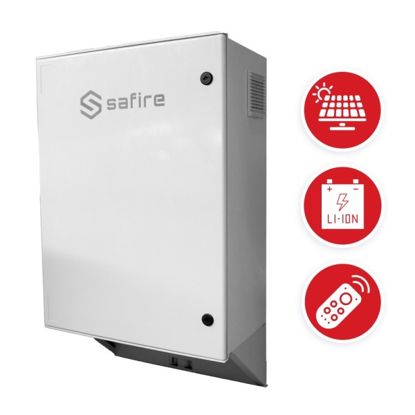Safire SF-Box08sol-BMS-IP55 Poliéster Roupeiro Carga rápida Solar - Magnetothermal e SPD - Dimensões externas 80x60x30cm -