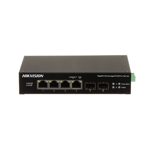 HIKVISION HIK-688 DS-3T0506HP-E / HS Switch Poe 4 Ports + 2 SFP Gigabit