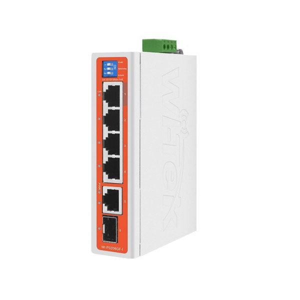 Kaufen Sie den WI-TEK WITEK-0018N PoE-Switch, robustes Modell mit 4 PoE-Fast-Ports + 1 RJ45-Gigabit + 1 SFP-Gigabit