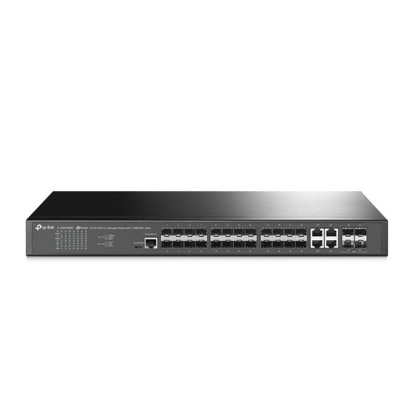 Acheter le TP-LINK TPLINK-056, switch L2+ avec 20 ports SFP, 4 ports SFP+ et 4 ports combo Gigabit.
