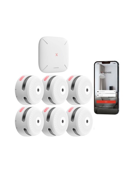 X-Sense Foco-956 FS61 Kit de 6 detectores inteligentes + 1 Comunicação X-Sense