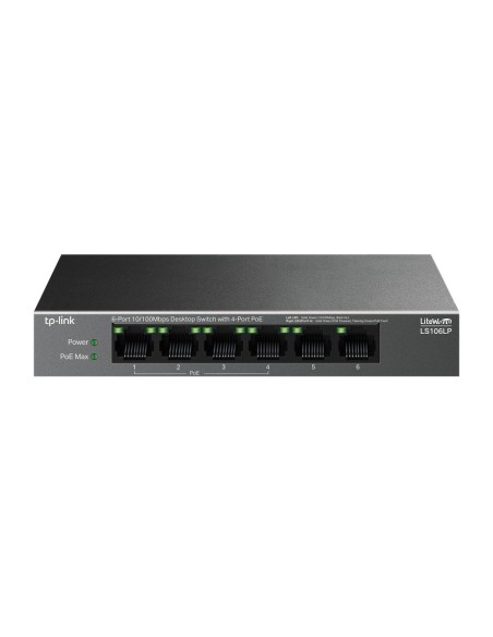 TP-link tplink-265 ls106lp switch poe rápido ethernet tp-link litewave 6 canais