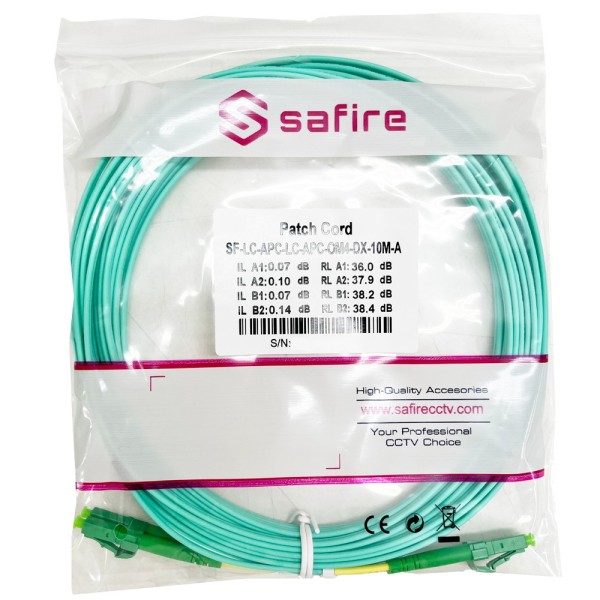 Acheter SAFIRE SF-LC-APC-LC-APC-OM4-DX-10M-A Cordon de raccordement à fibre optique - Fibra multimode OM4 - Connecteur LC APC du