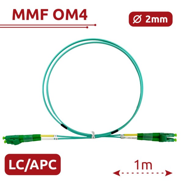 Acheter SAFIRE SF-LC-APC-LC-APC-OM4-DX-1M-A Câble de raccordement en fibre optique - Fibra multimode OM4 - Connecteur LC APC dup