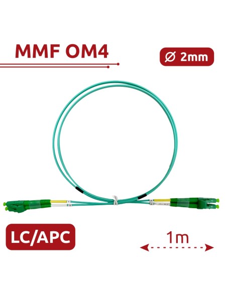 Comprar SAFIRE SF-LC-APC-LC-APC-OM4-DX-1M-A Cable de conexión de fibra óptica - Fibra multimodo OM4 - Conector LC APC dúplex - L