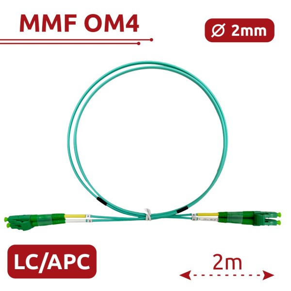 Comprar SAFIRE SF-LC-APC-LC-APC-OM4-DX-2M-A Cable de conexión de fibra óptica - Fibra multimodo OM4 - Conector LC APC dúplex - L