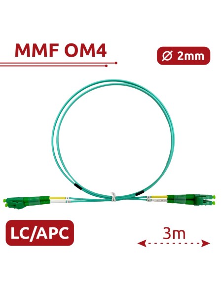 Comprar SAFIRE SF-LC-APC-LC-APC-OM4-DX-3M-A Cable de conexión de fibra óptica - Fibra multimodo OM4 - Conector LC APC dúplex - L