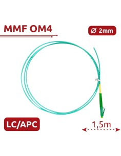 Safire SF-LC-APC-OM4-0015M-D20-A Pigtail de Fibra Óptica - Fibra Multimodo OM4 - LC APC Simplex Connector - Comprimento 1.5m - c