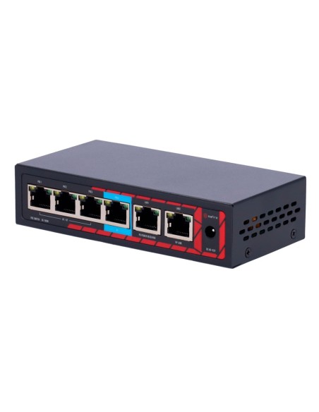 Safire SF-POE-EXT0604-60 Safire Indoor Hi-Poe Extender Switch - Enlarge Food Alcance Poe - 4 portas Poe + 2 UpbLink RJ45 