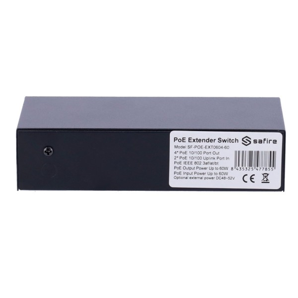 Acquistare SAFIRE SF-POE-EXT0604-60 Safire Indoor Hi-PoE Extender Switch - Estende la portata dell’alimentazione PoE - 4 porte P